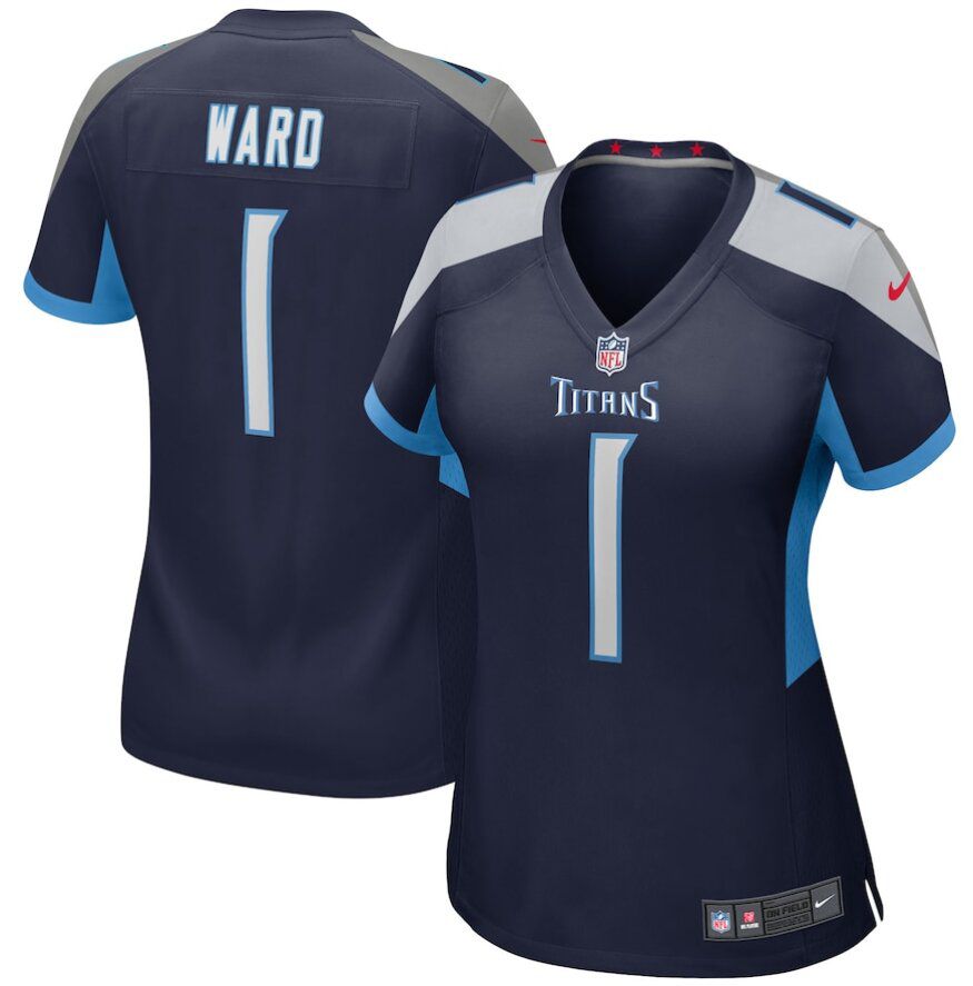 Women Tennessee Titans #1 Cameron Ward Navy Blue 2025 NFL Draft First Round Pick Nike  Game Jersey